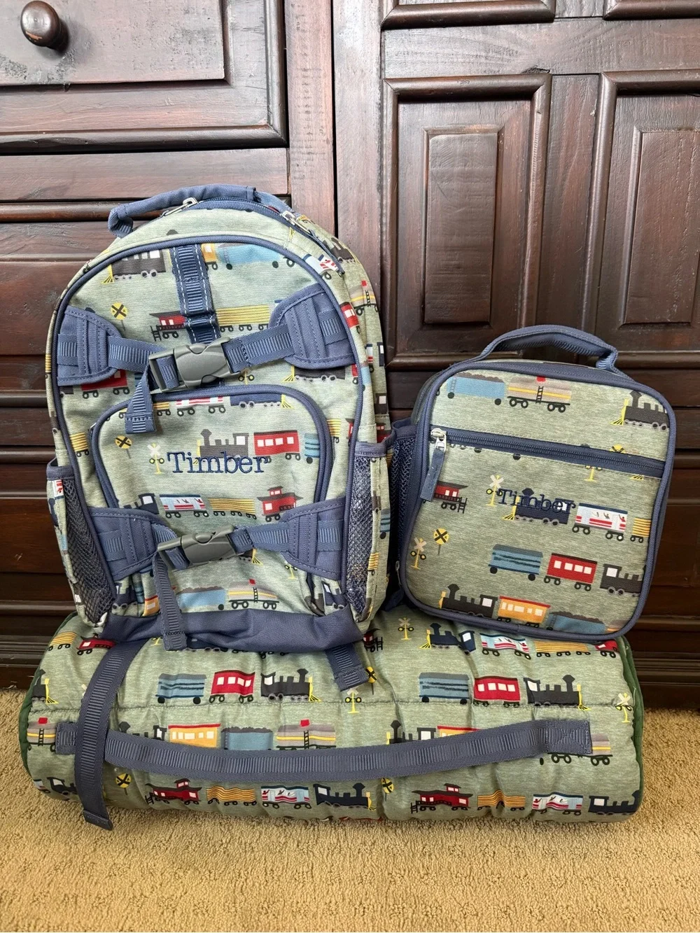 Pottery Barn Kids Train Backpack Set